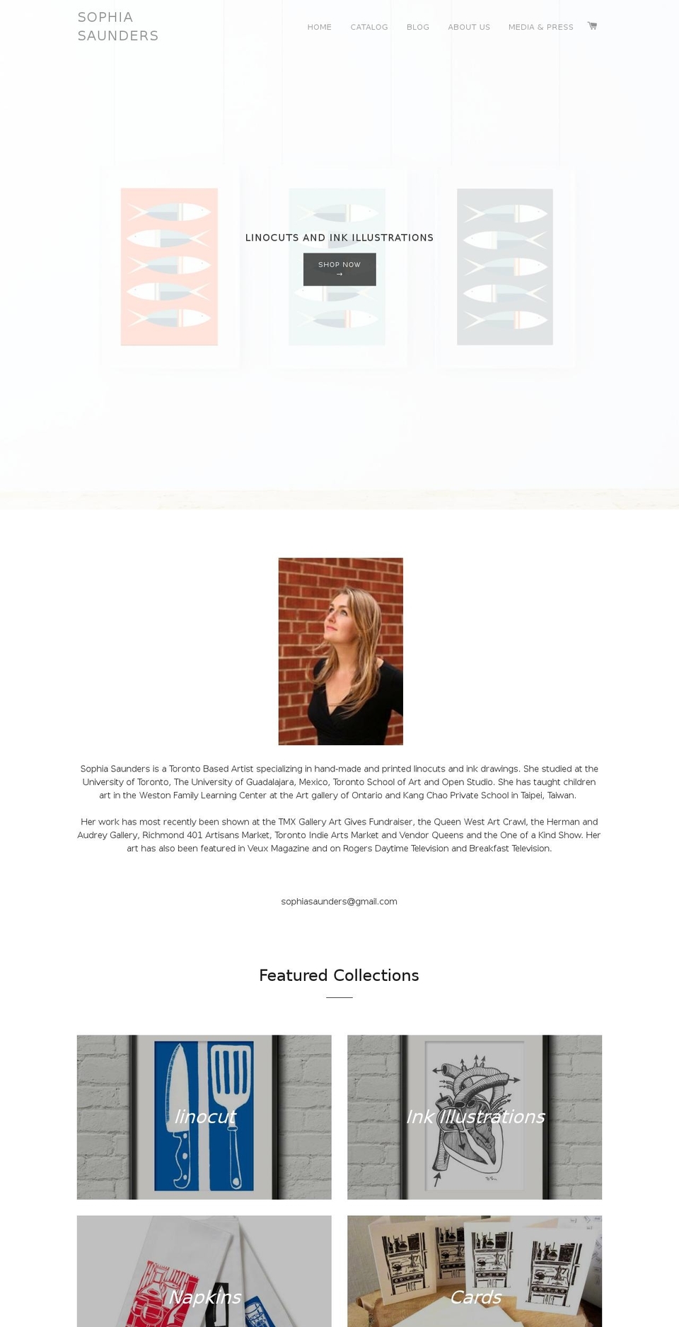 sophiasaunders.net shopify website screenshot