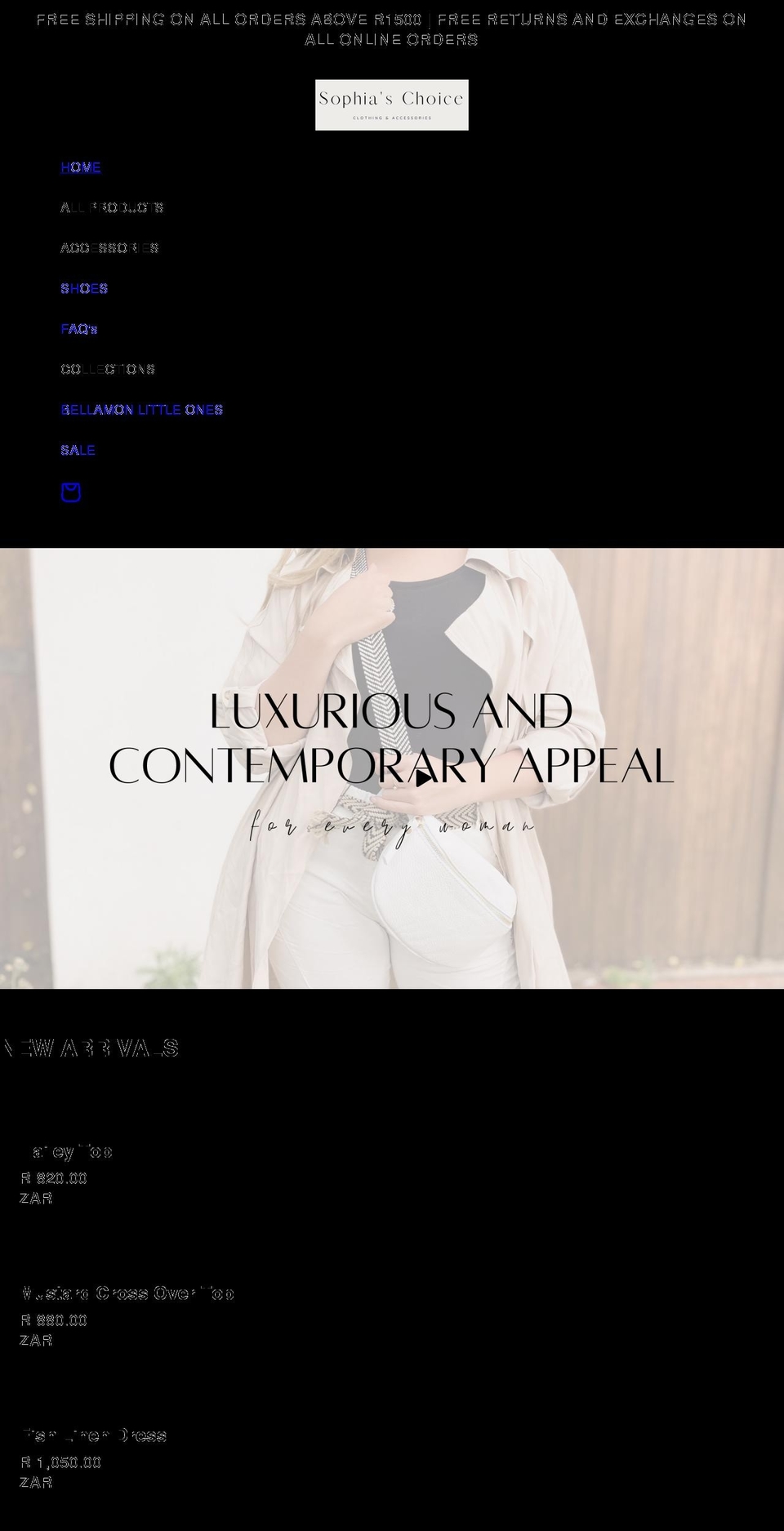 sophiaschoice.co.za shopify website screenshot