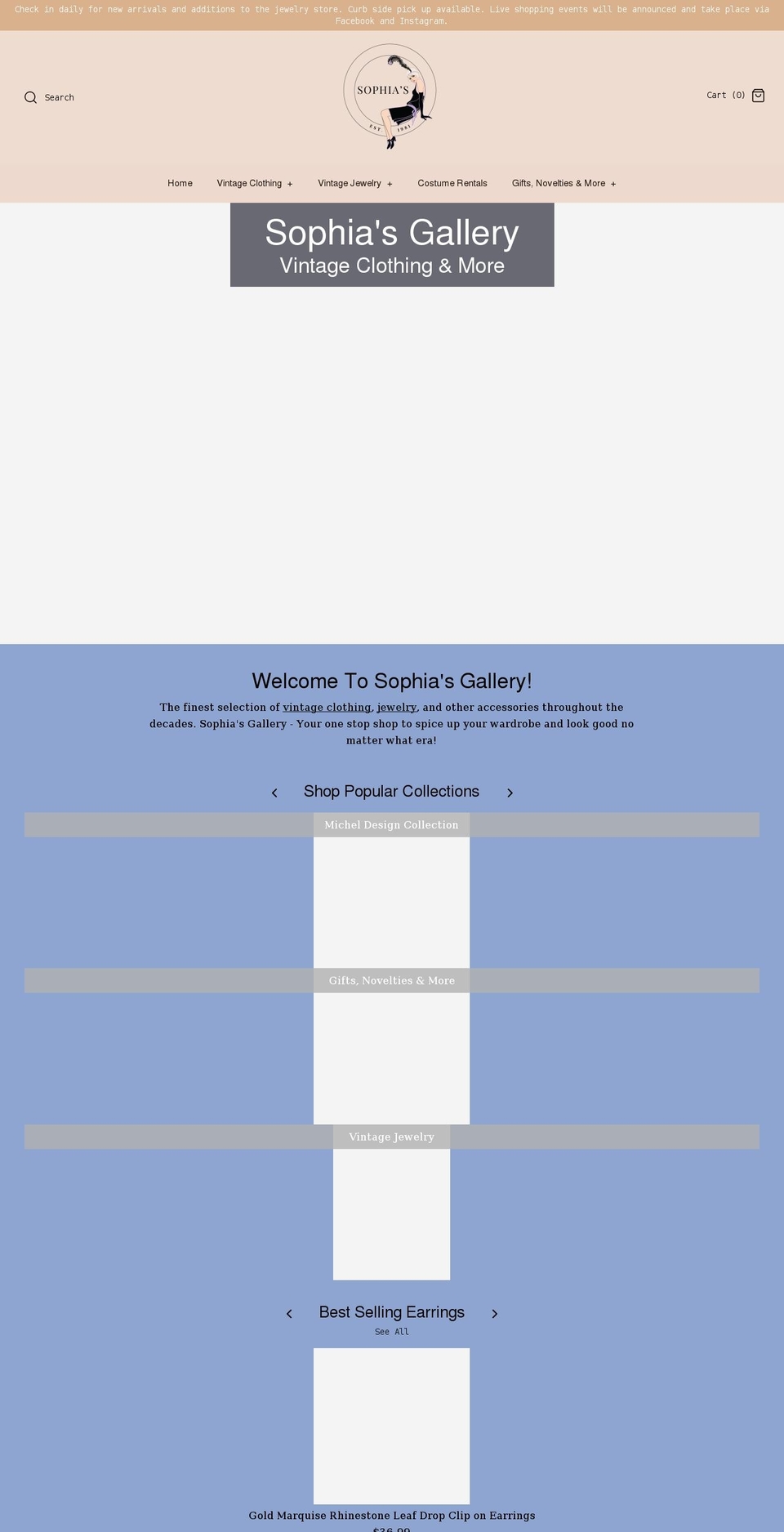 sophiasgallery.com shopify website screenshot