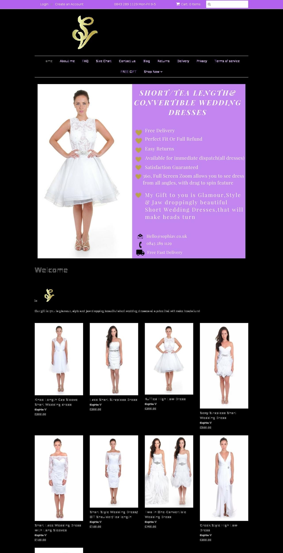 sophiav.com shopify website screenshot