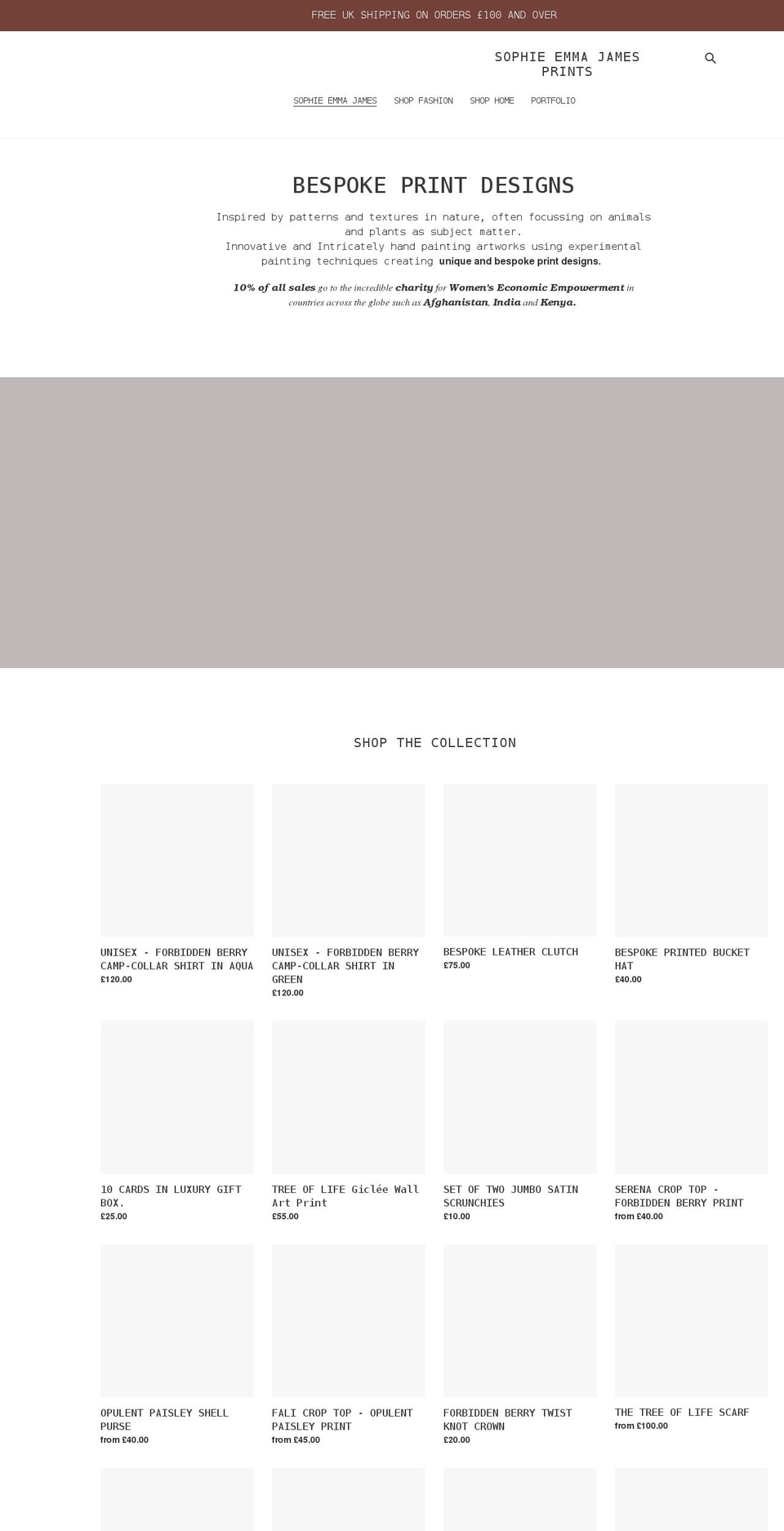 sophie-emma-james-prints.com shopify website screenshot