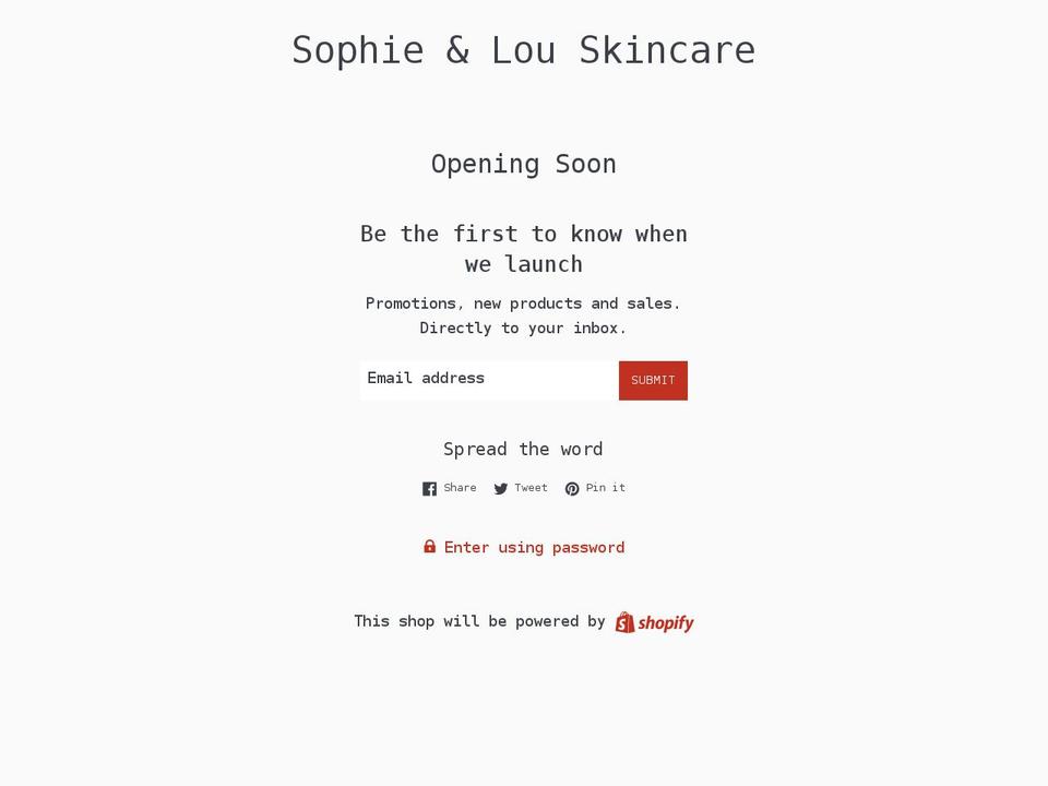 sophie-lou-skincare.myshopify.com shopify website screenshot