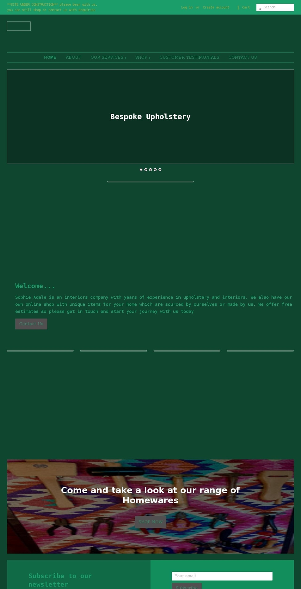 sophieadeleinteriors.co.uk shopify website screenshot