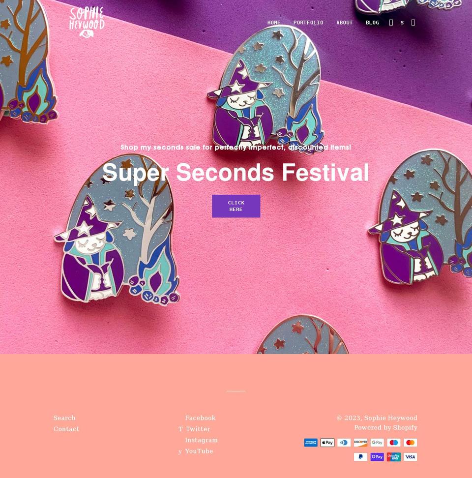 sophieheywood.net shopify website screenshot