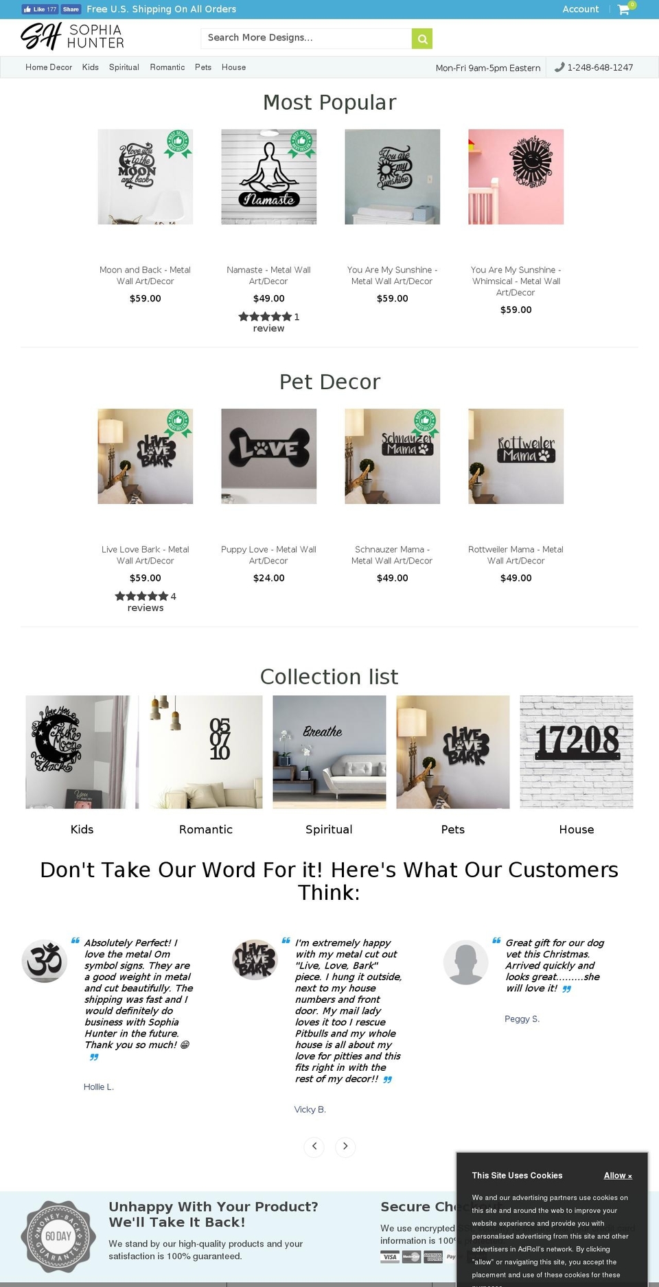 sophiehunter.com — Shopify storefront screenshot