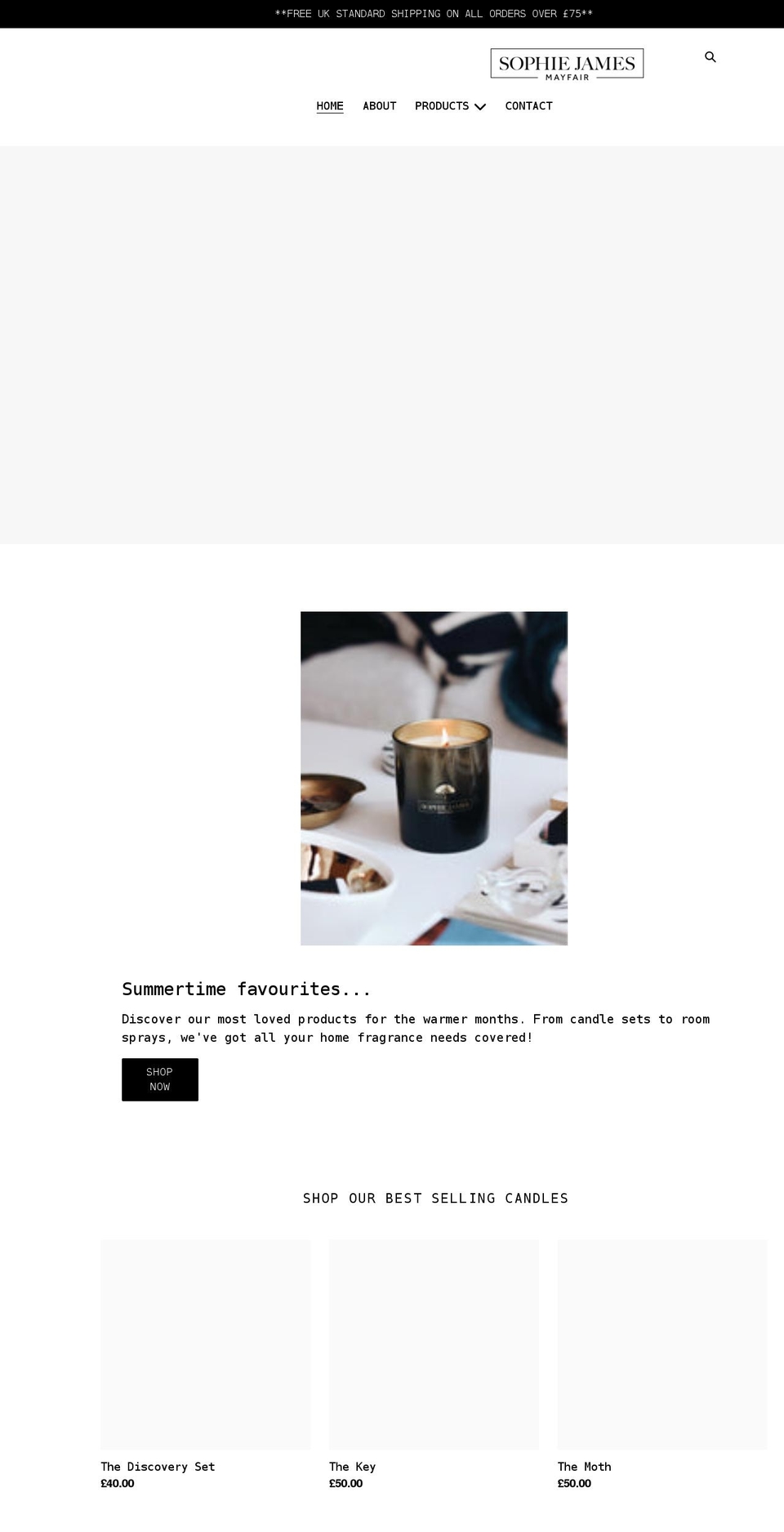 sophiejamesmayfair.com shopify website screenshot