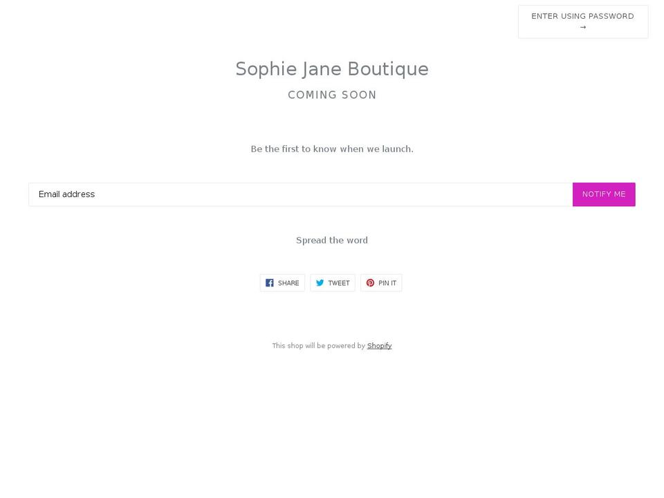 sophiejaneboutique.com — Shopify storefront screenshot