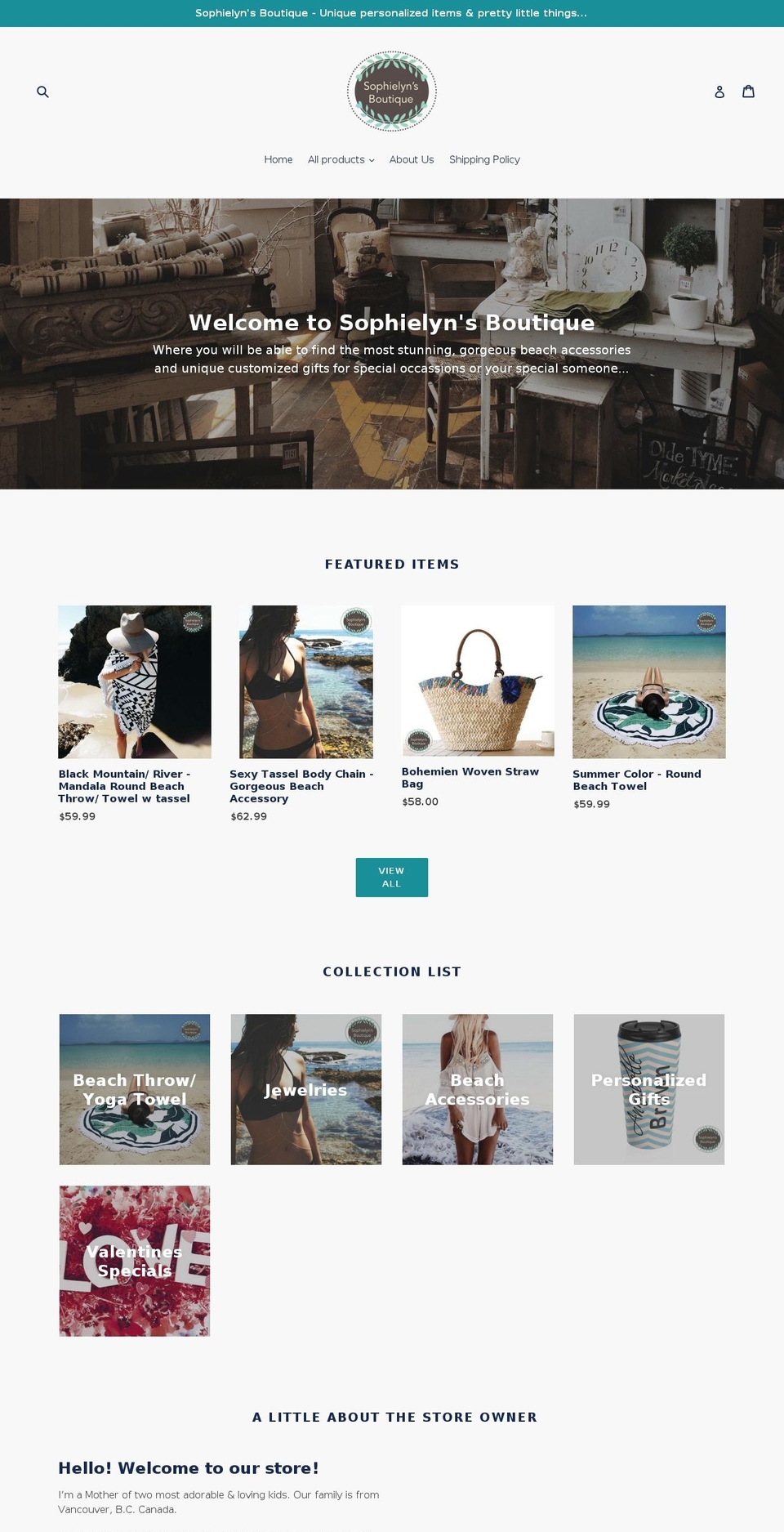 sophielynsboutique.com — Shopify storefront screenshot