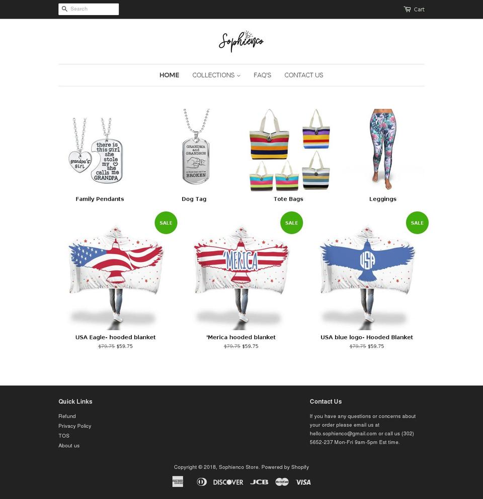 sophienco.com — Shopify storefront screenshot