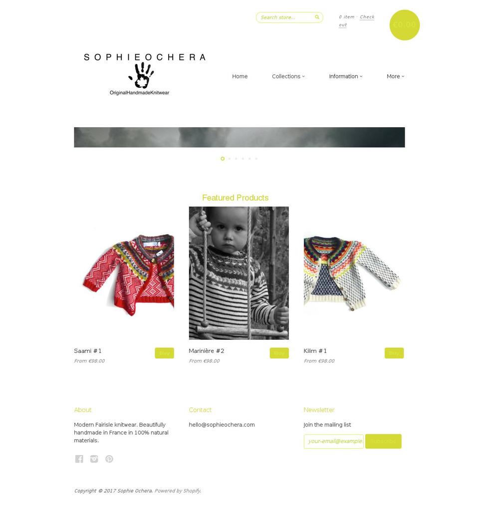 sophieochera.com shopify website screenshot