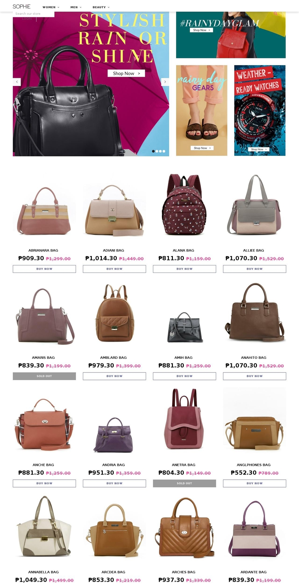 sophieparis.com.ph shopify website screenshot