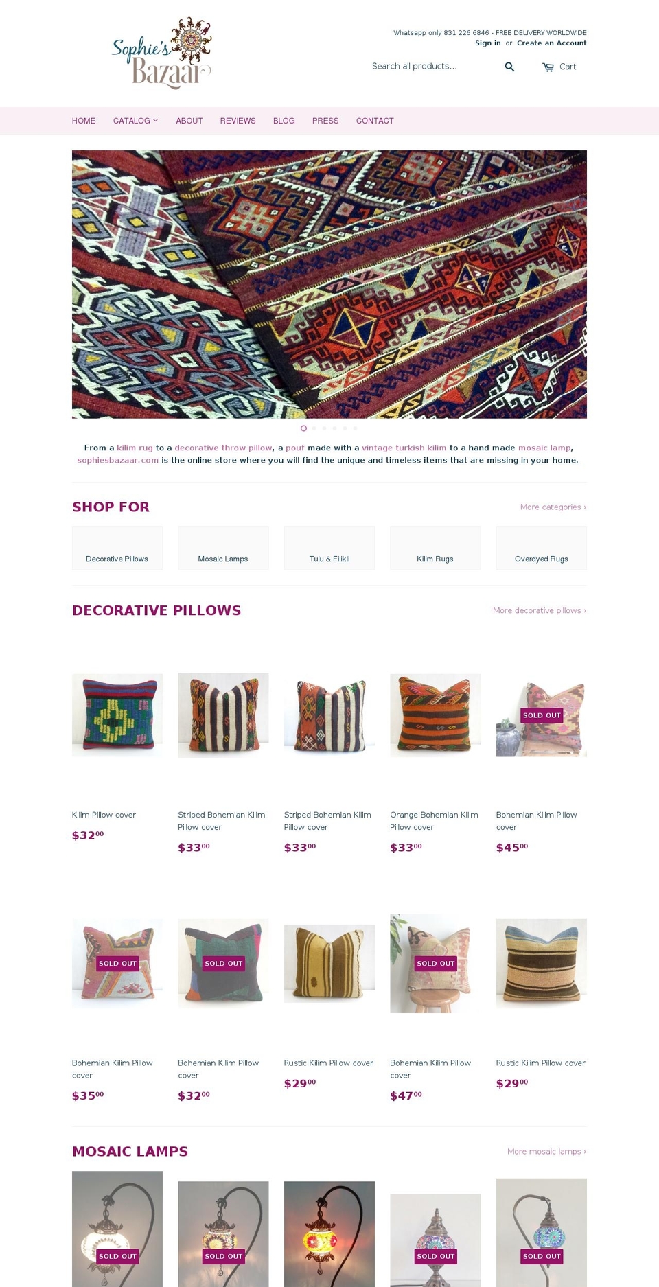 sophiesbazaar.com shopify website screenshot