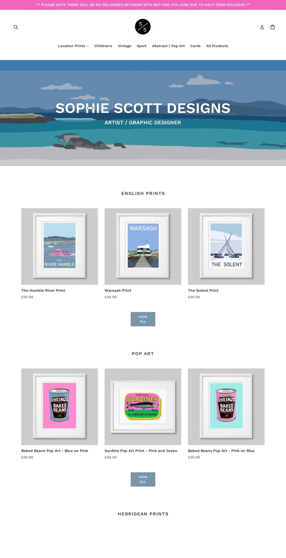 sophiescottdesigns.com — Shopify storefront screenshot