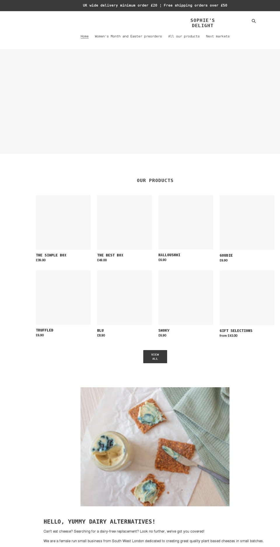 sophiesdelight.co.uk shopify website screenshot