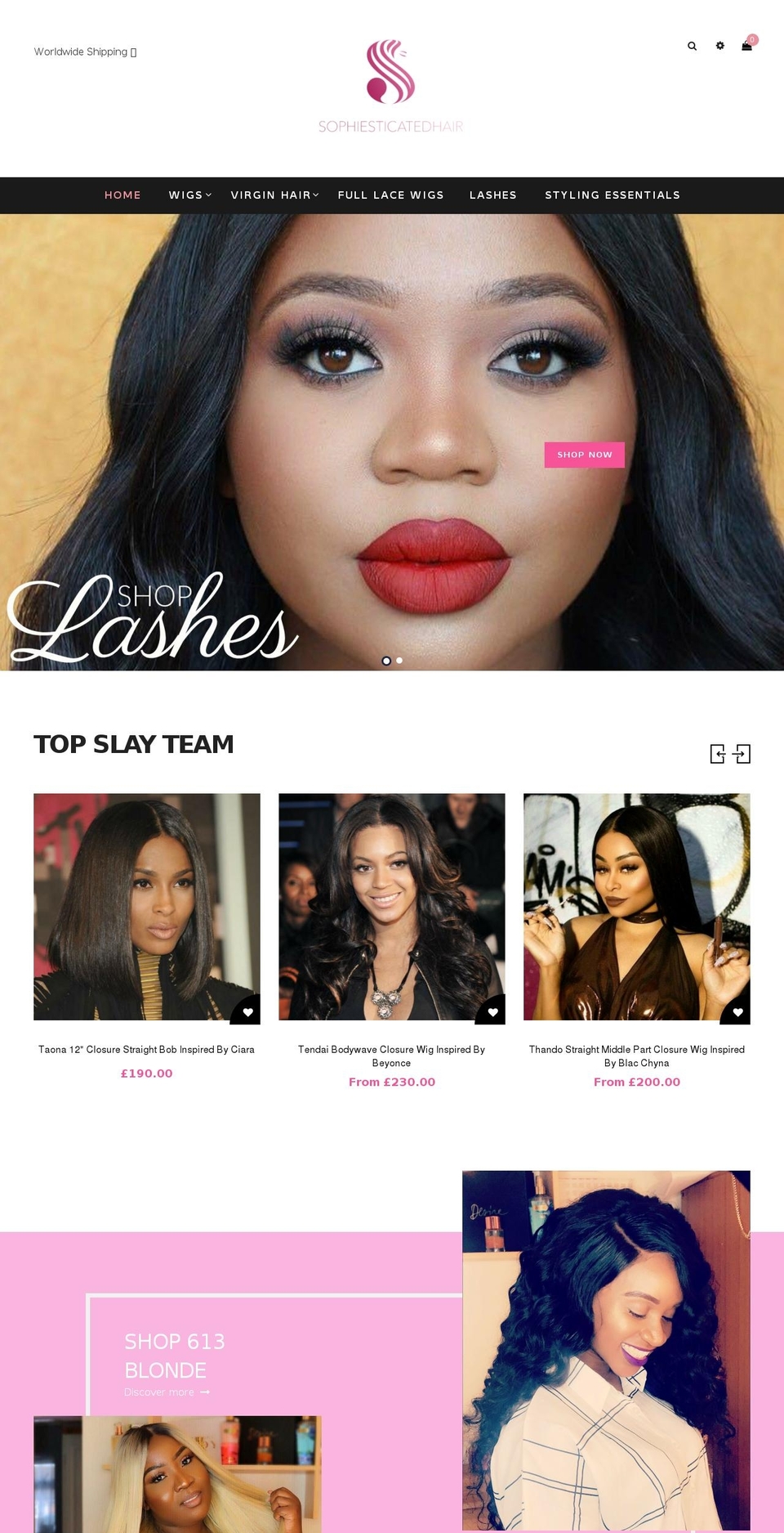 sophiesticatedhair.com — Shopify storefront screenshot