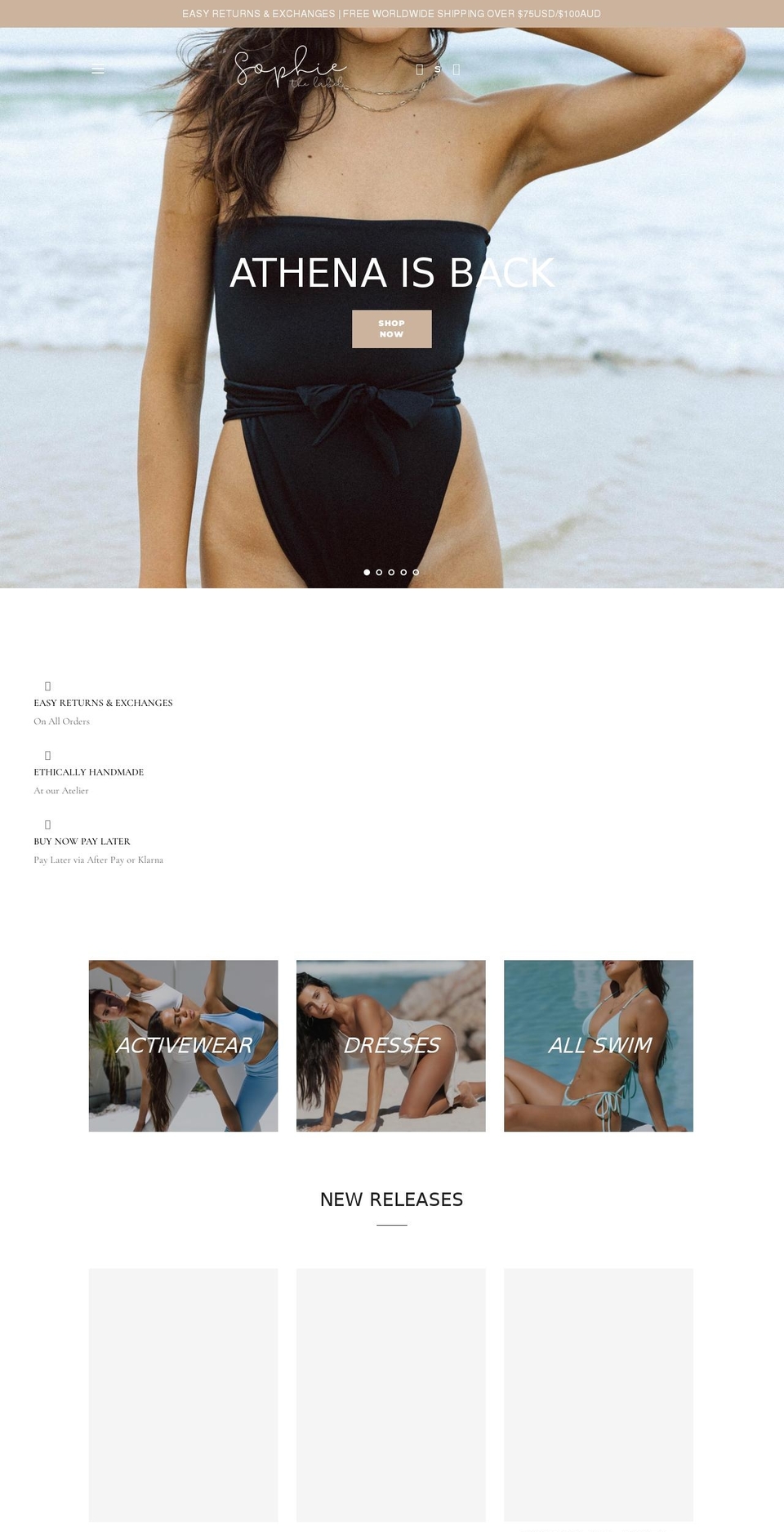 sophiethelabel.com shopify website screenshot