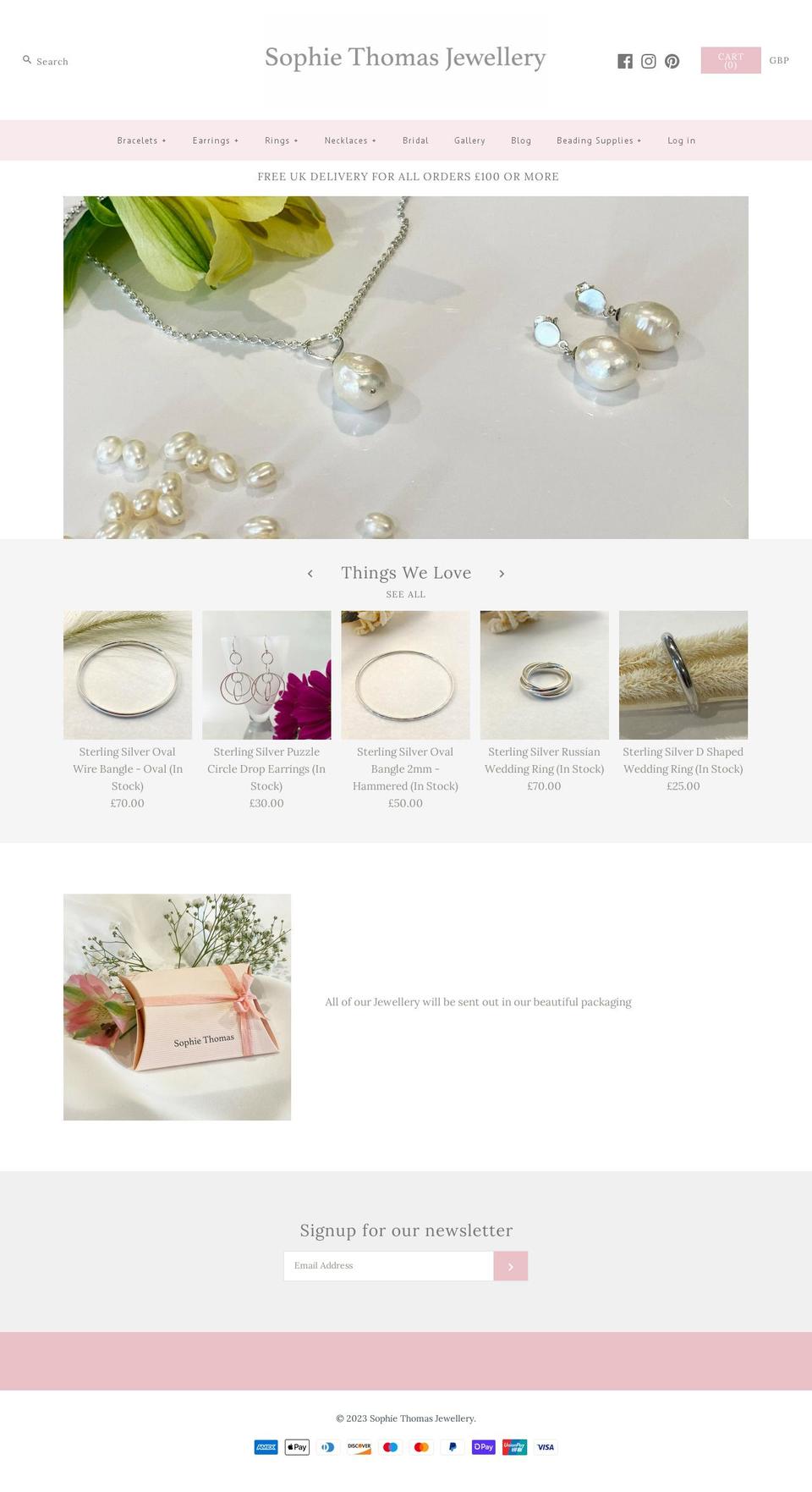 sophiethomasjewellery.com shopify website screenshot