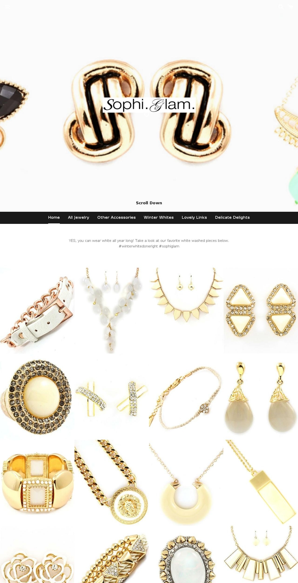 sophiglam.com shopify website screenshot