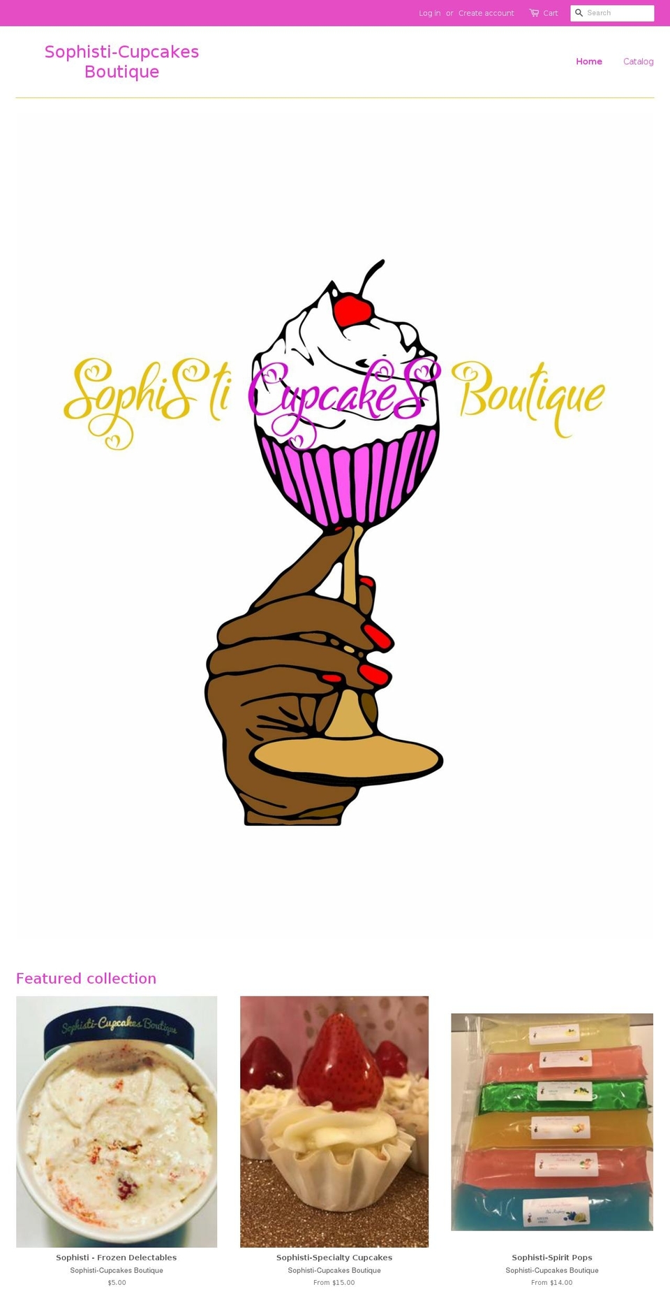 sophisti-cupcakesboutique.com — Shopify storefront screenshot
