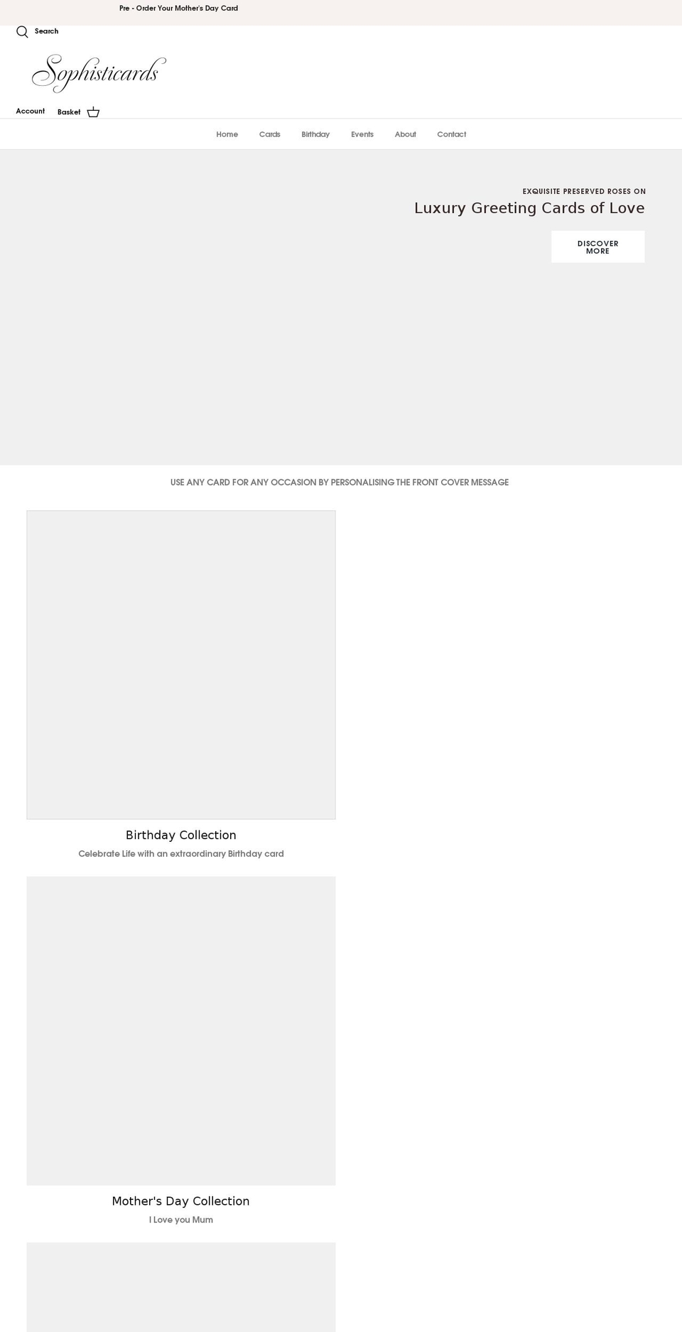 sophisticards.com shopify website screenshot