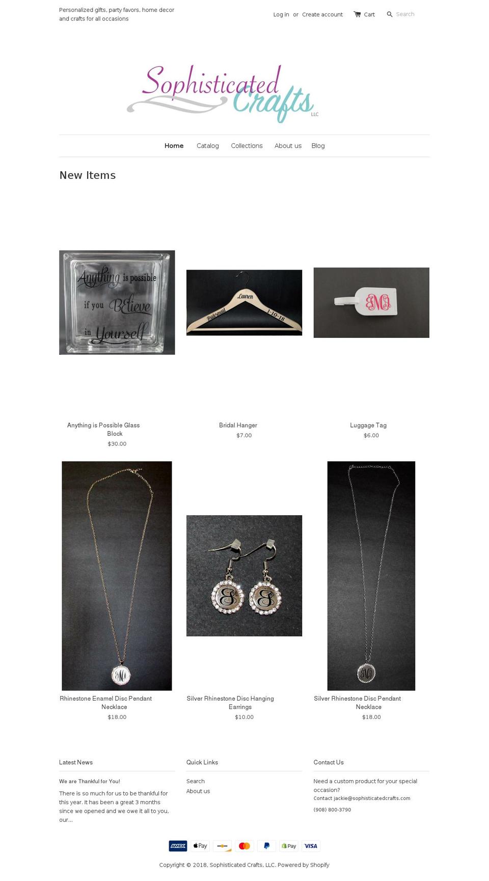 sophisticatedcrafts.com shopify website screenshot
