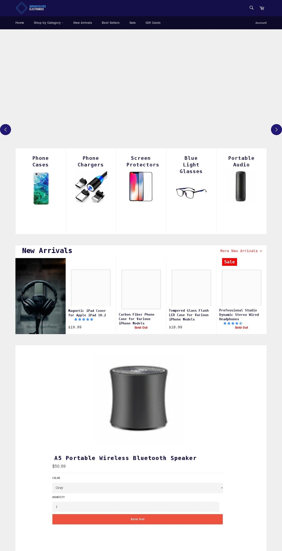 sophisticatedelectronics.com shopify website screenshot