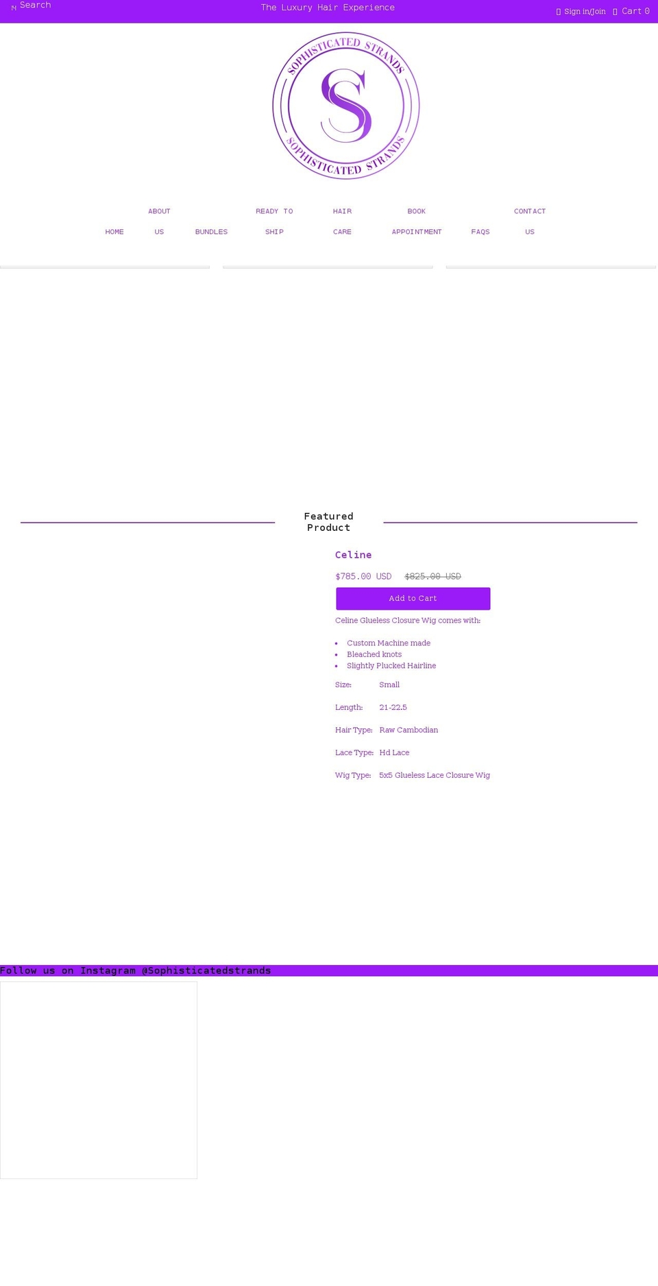 sophisticatedstrands.com shopify website screenshot