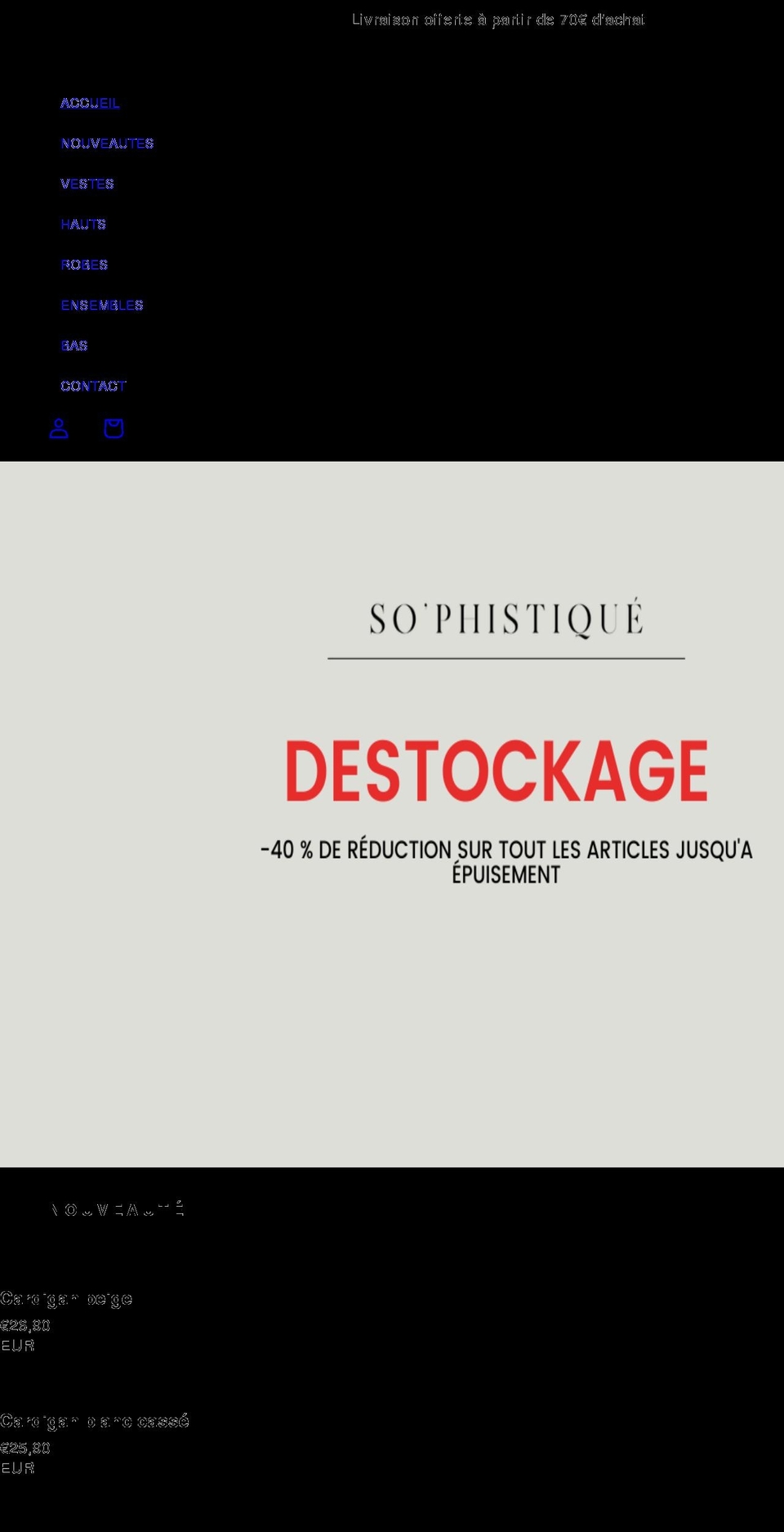 sophistique.fr shopify website screenshot