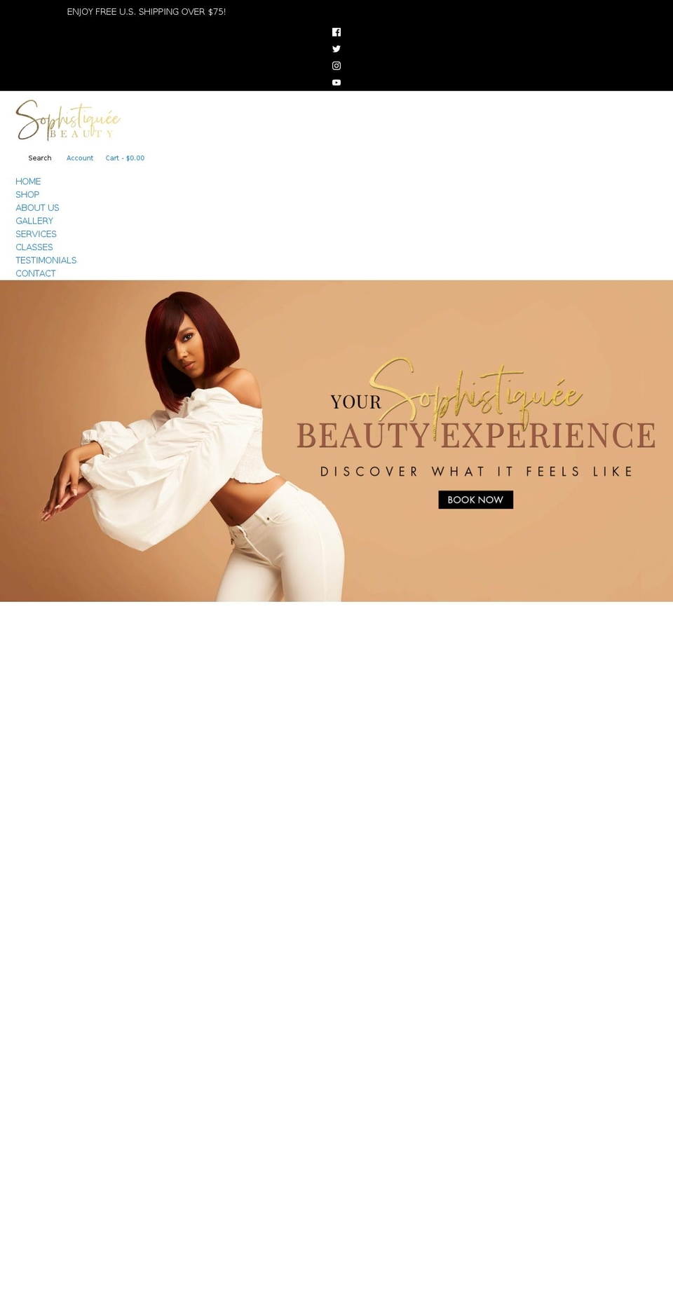 sophistiqueebeauty.com shopify website screenshot