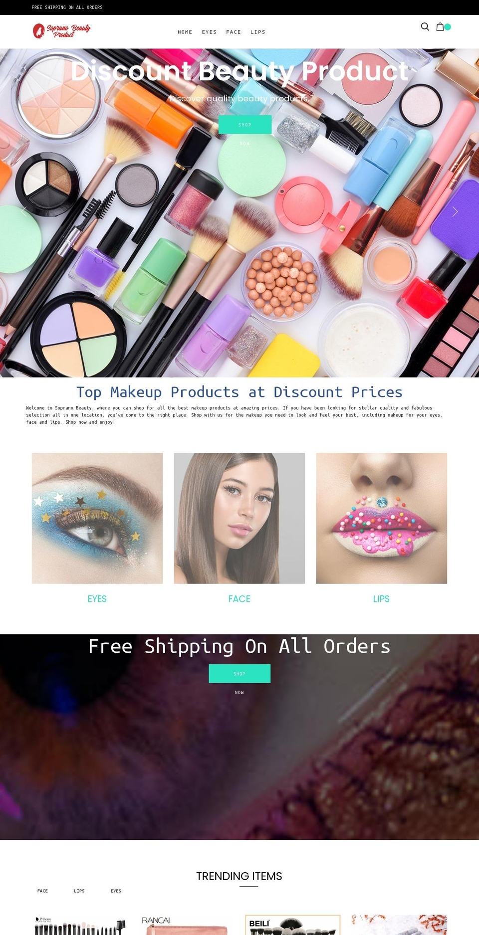 sopranobeauty.com shopify website screenshot