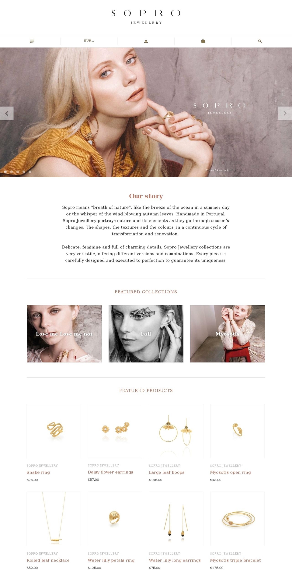 soprojewellery.com — Shopify storefront screenshot