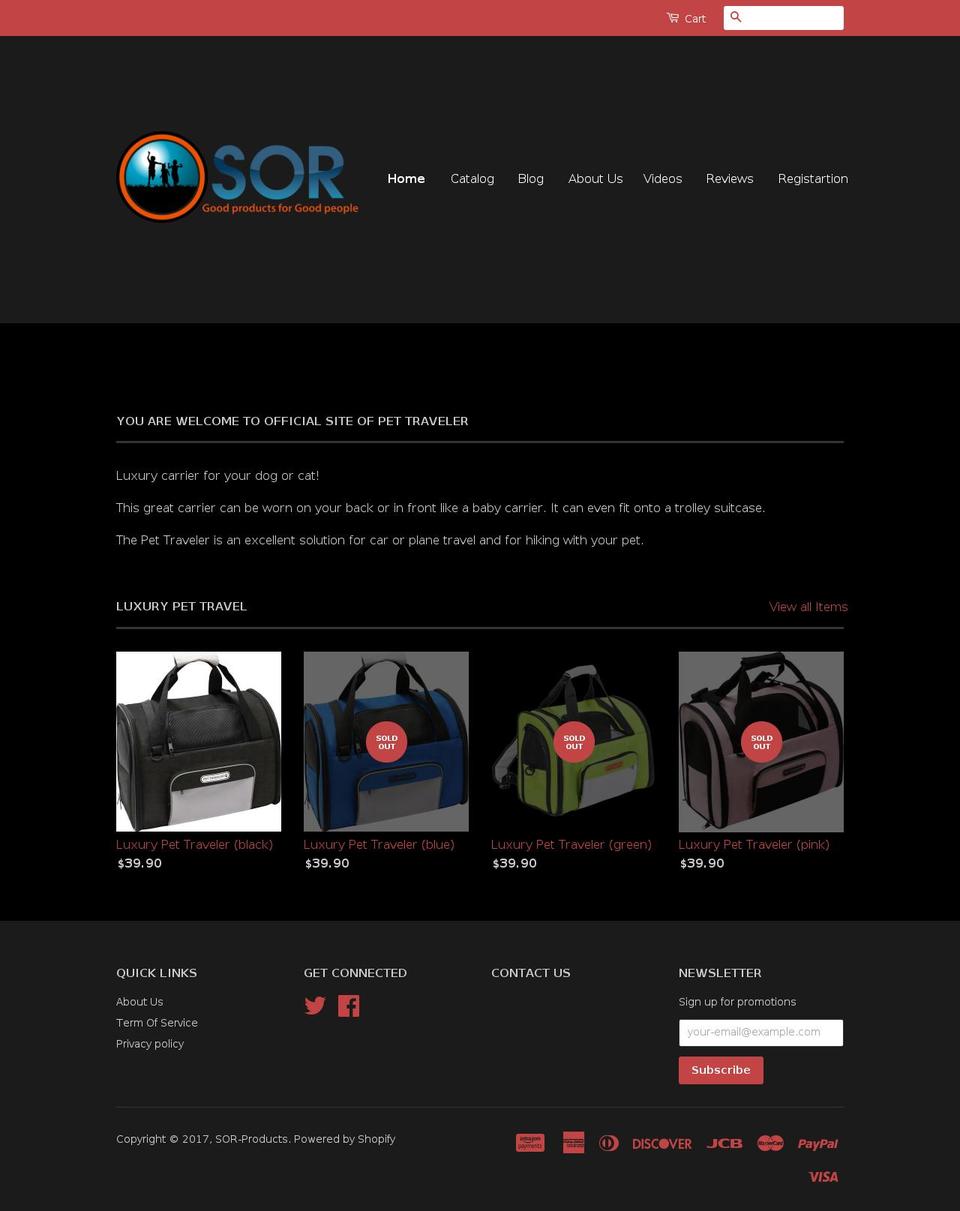 sor-products.com shopify website screenshot
