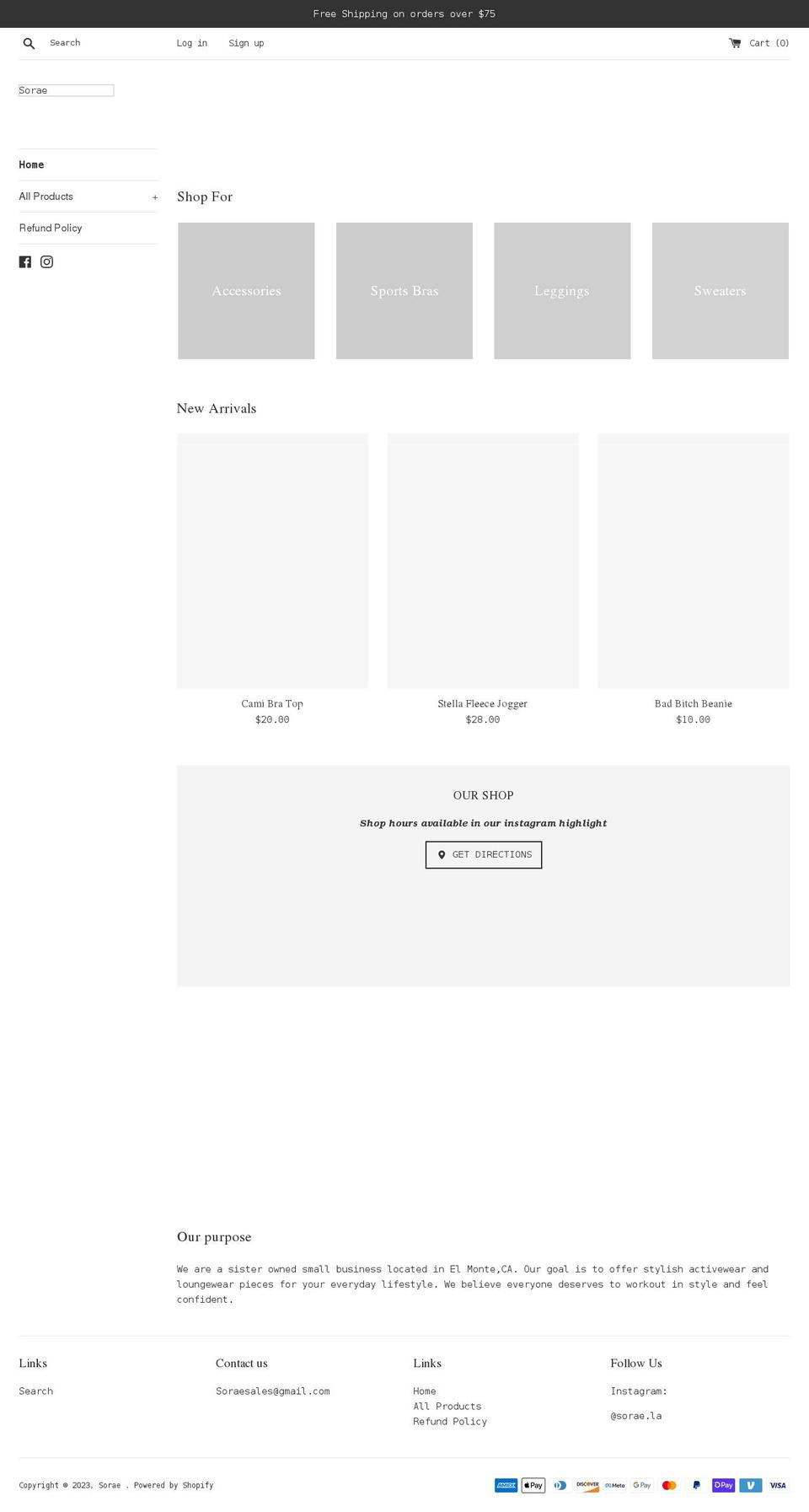 soraela.com shopify website screenshot