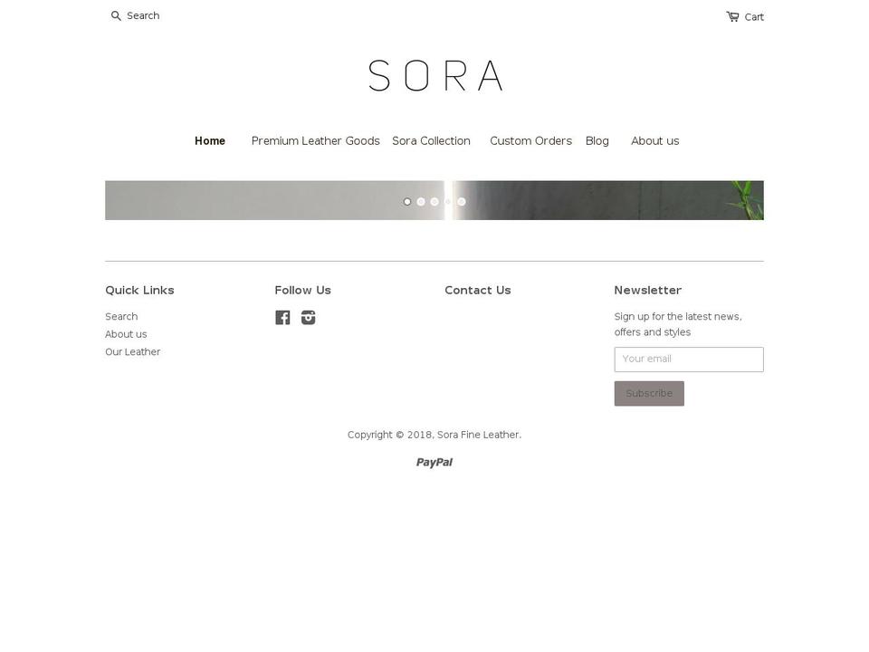 sorafineleather.com shopify website screenshot