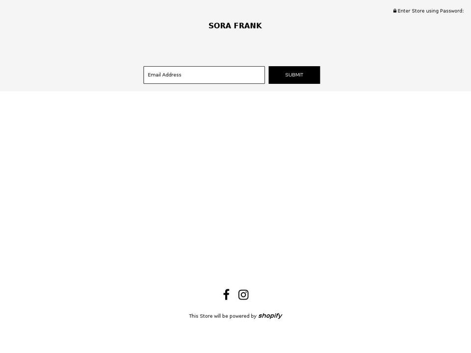 sorafrank.com — Shopify storefront screenshot