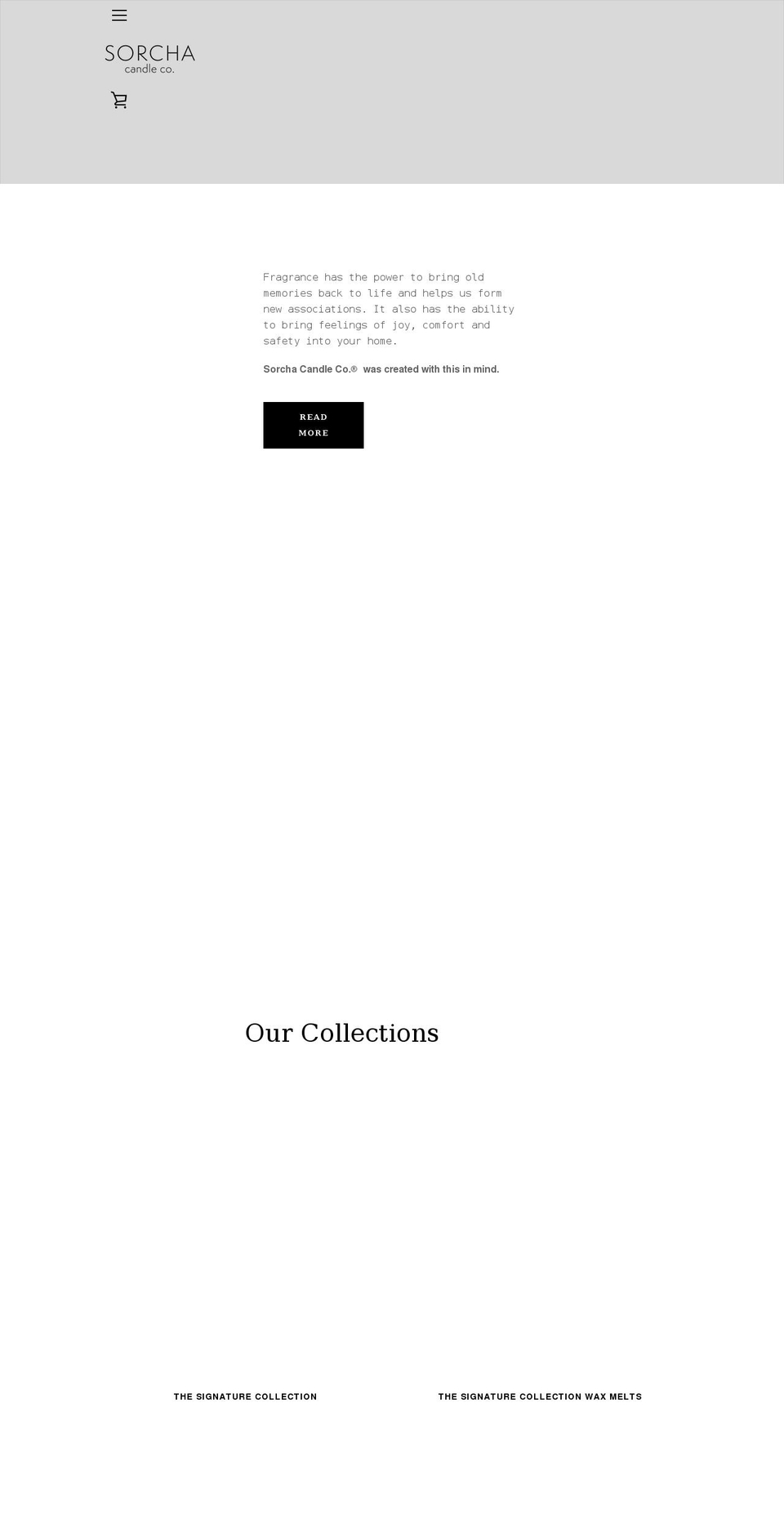sorchacandleco.com shopify website screenshot