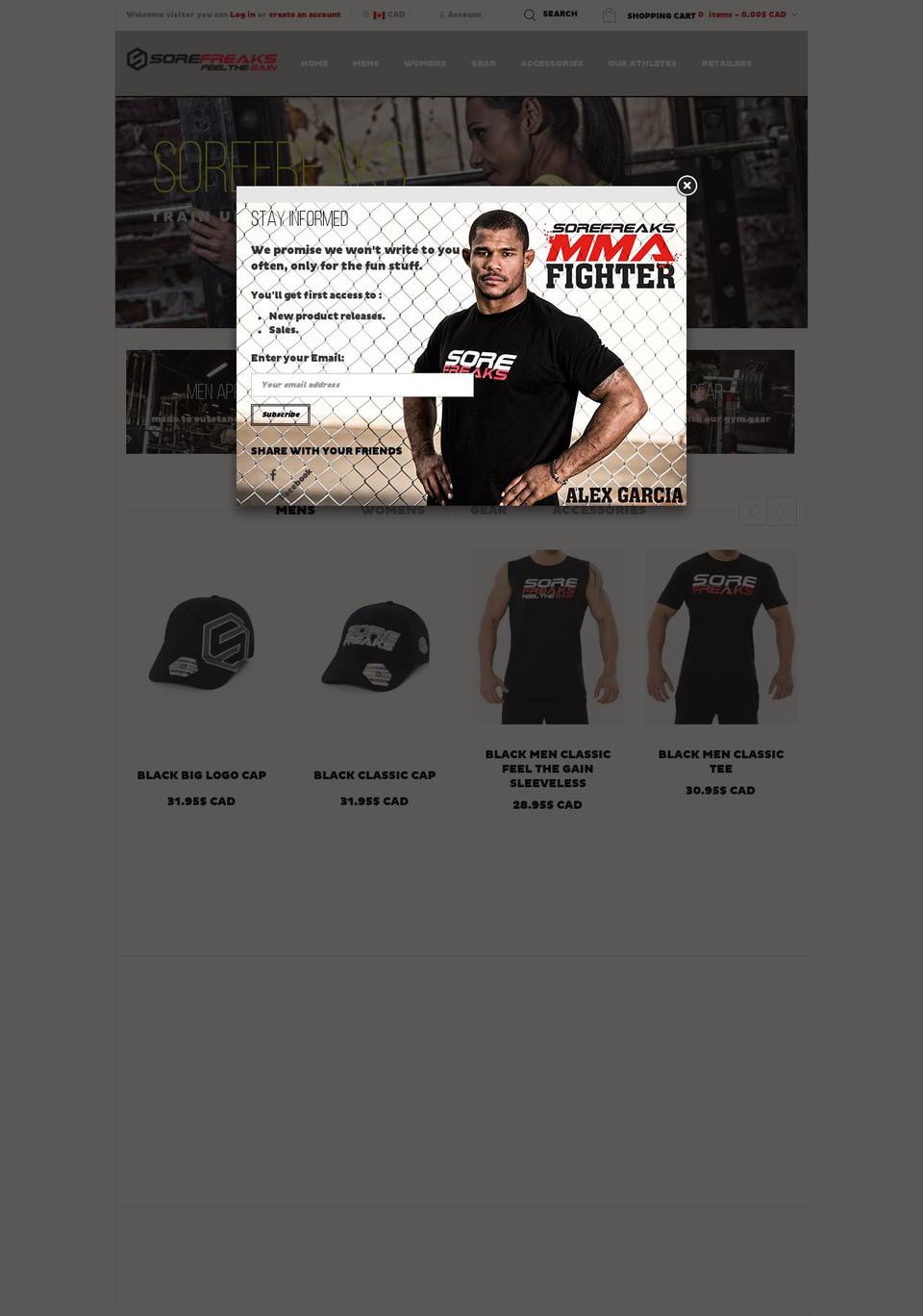 SoreFreaks GYM WEAR Shopify theme site example sorefreaks.com