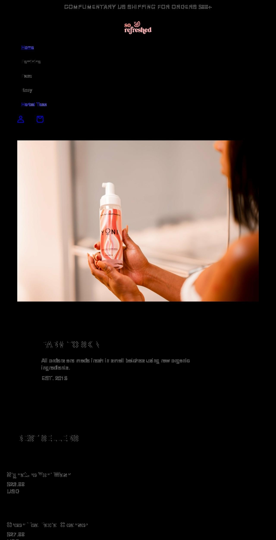 sorefreshed.com shopify website screenshot