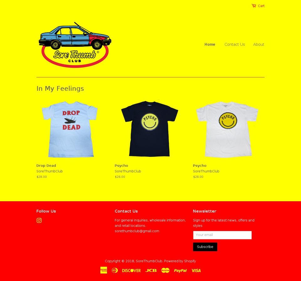 sorethumbclub.com — Shopify storefront screenshot
