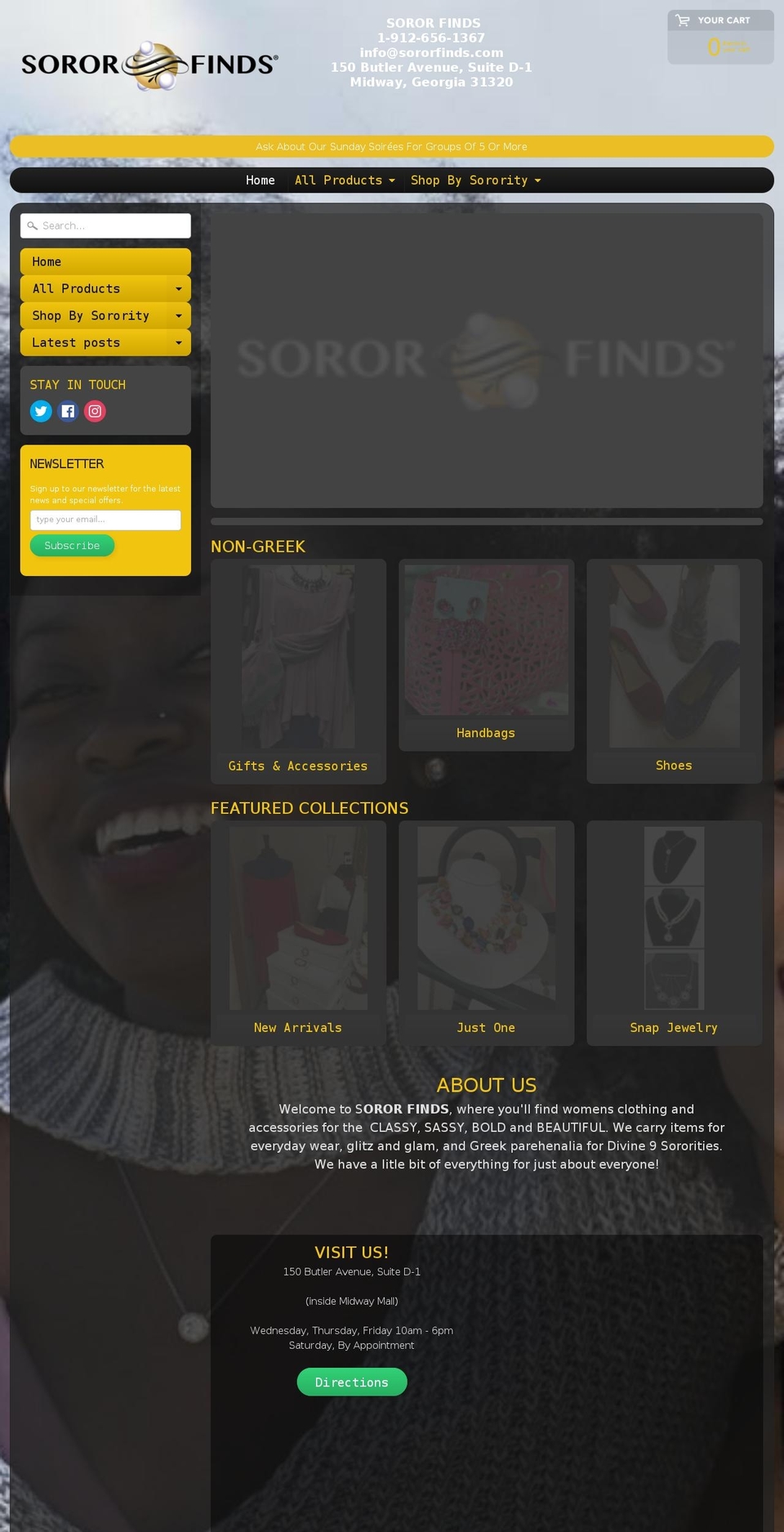 sororfinds.com shopify website screenshot
