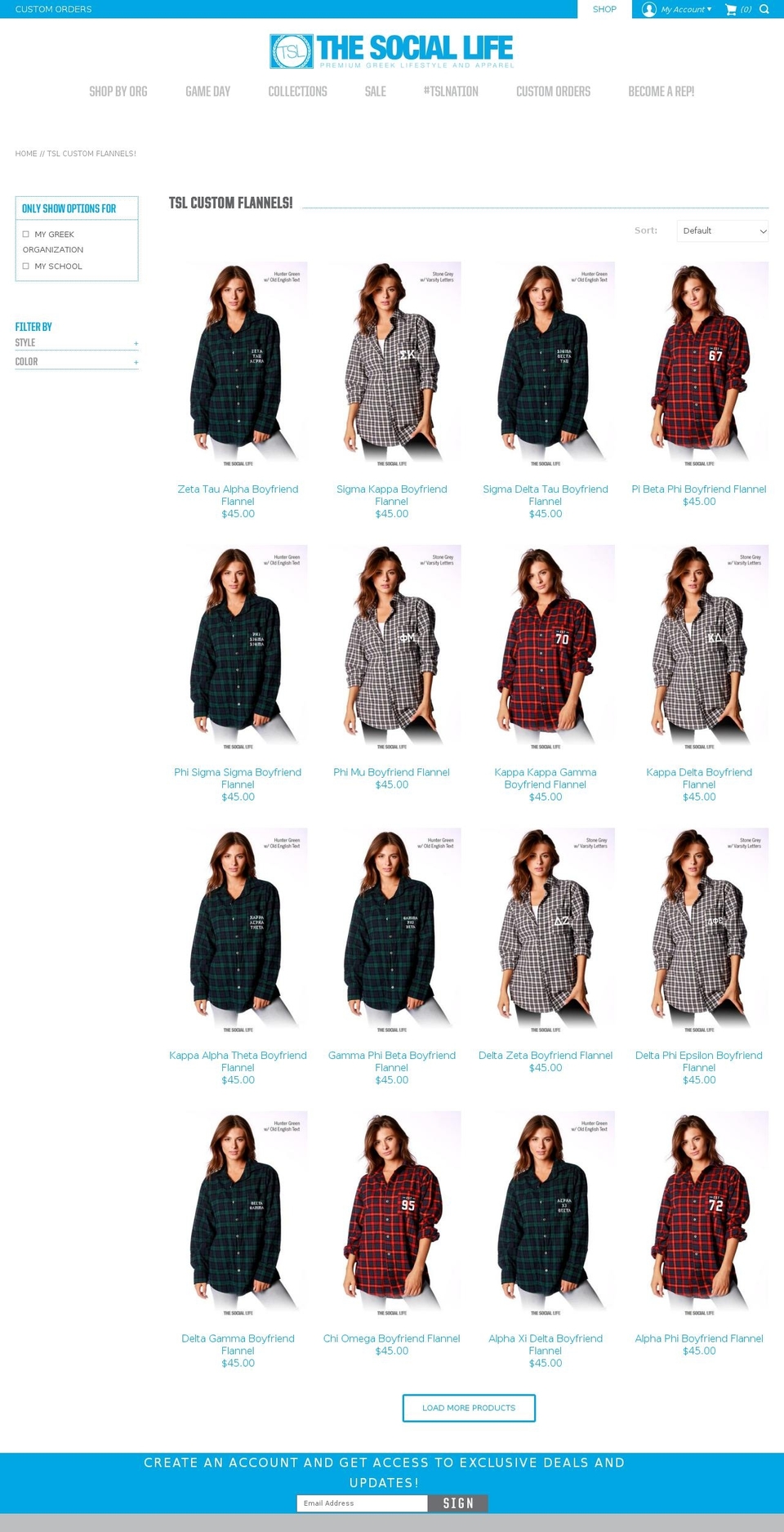 The Social Life - May 2018 Shopify theme site example sororityflannels.com