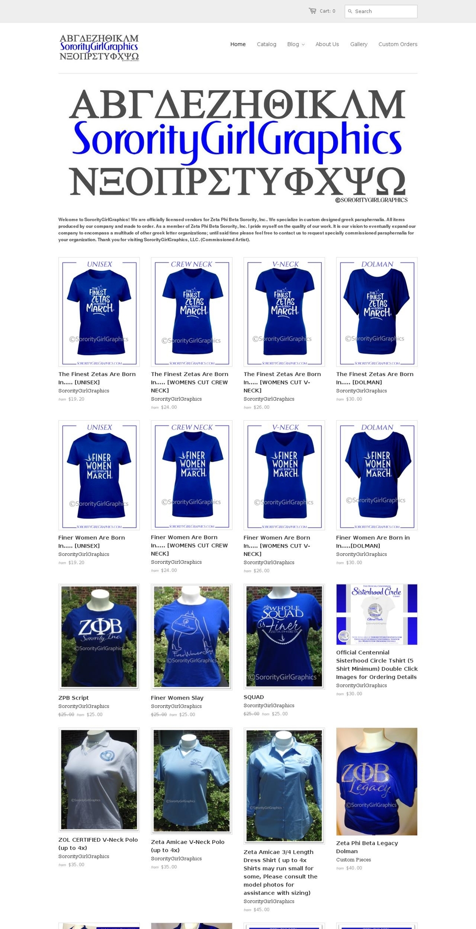 sororitygirlgraphics.com shopify website screenshot
