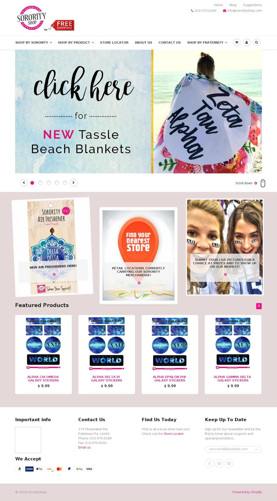 sororityshop.net shopify website screenshot