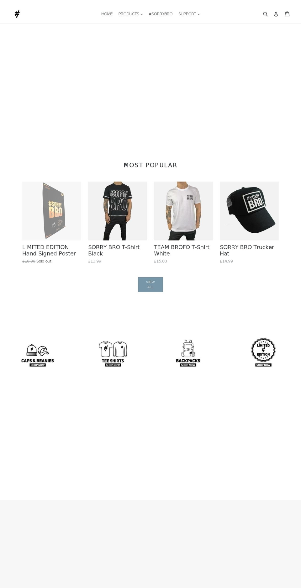 sorrybro.com shopify website screenshot