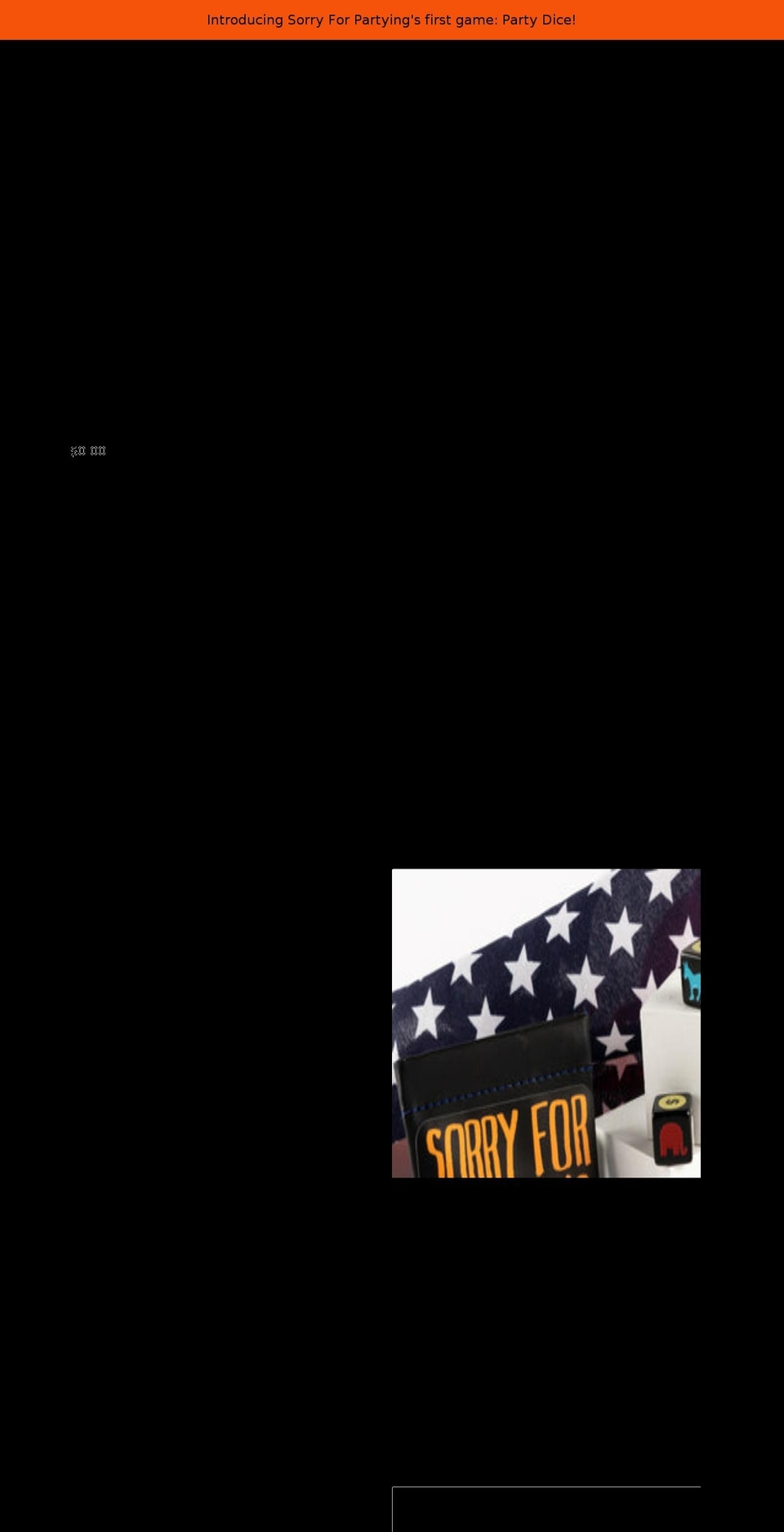 sorryforpartying.com shopify website screenshot