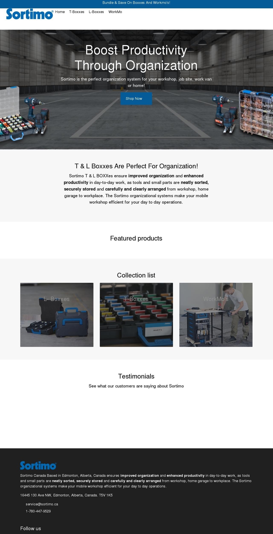 sortimo.ca shopify website screenshot