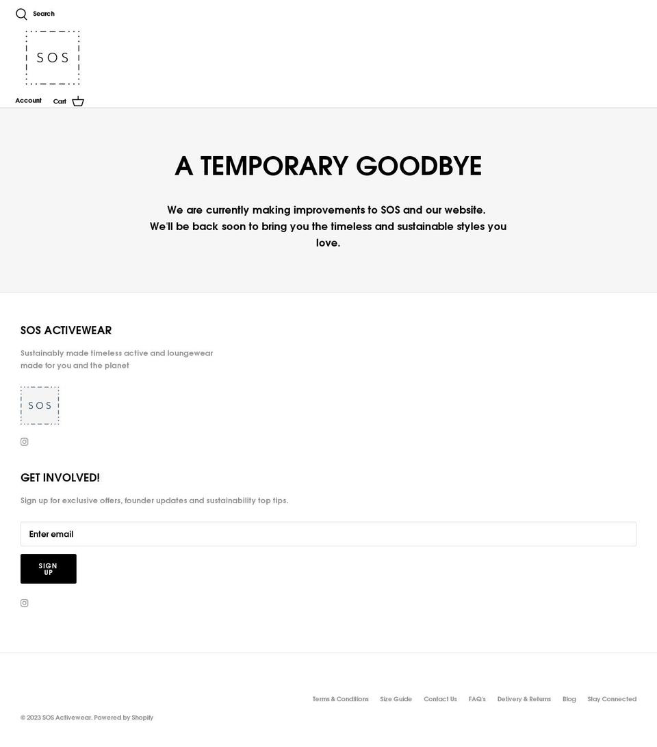 sosactivewear.com shopify website screenshot