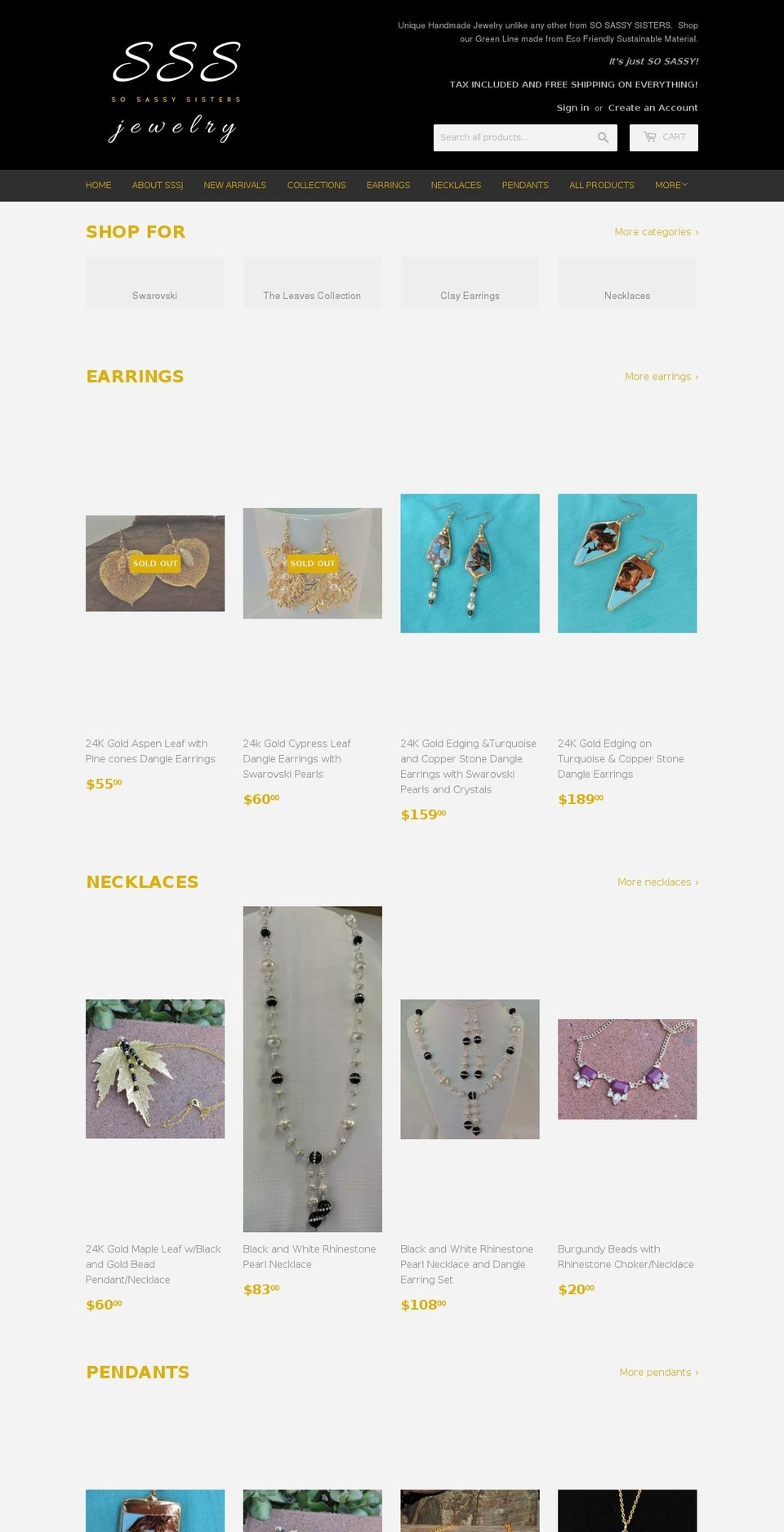 sosassysisters.com — Shopify storefront screenshot