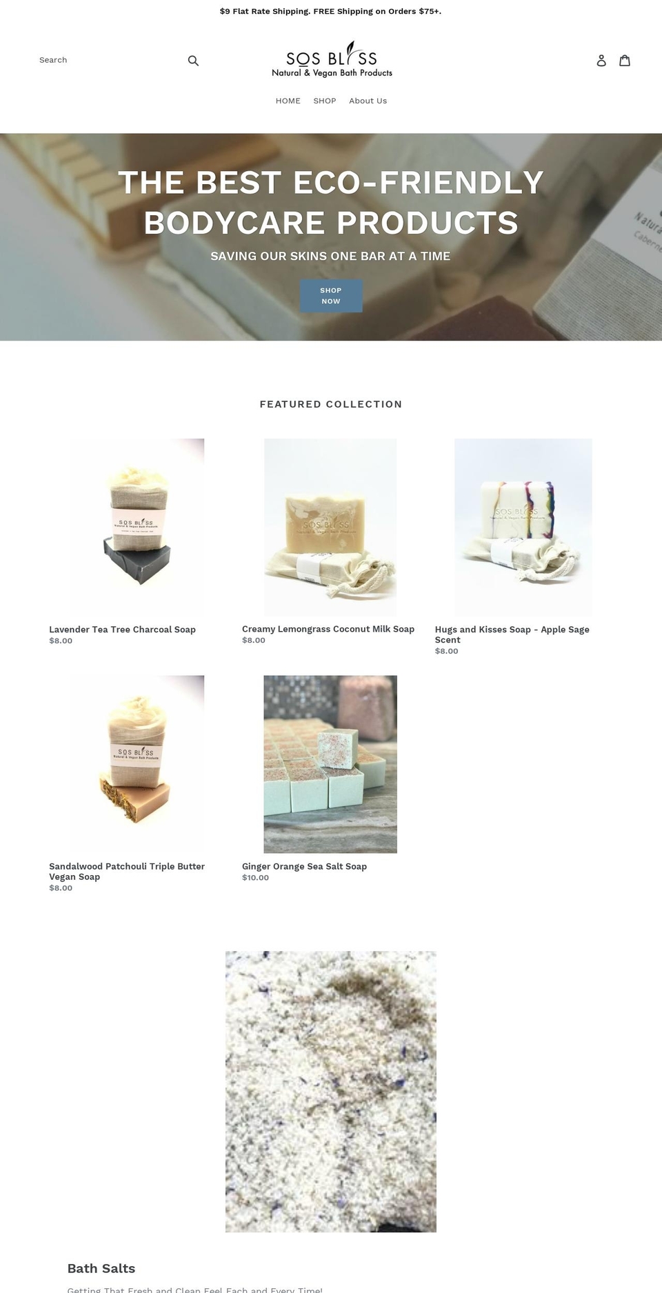 sosbliss.com shopify website screenshot