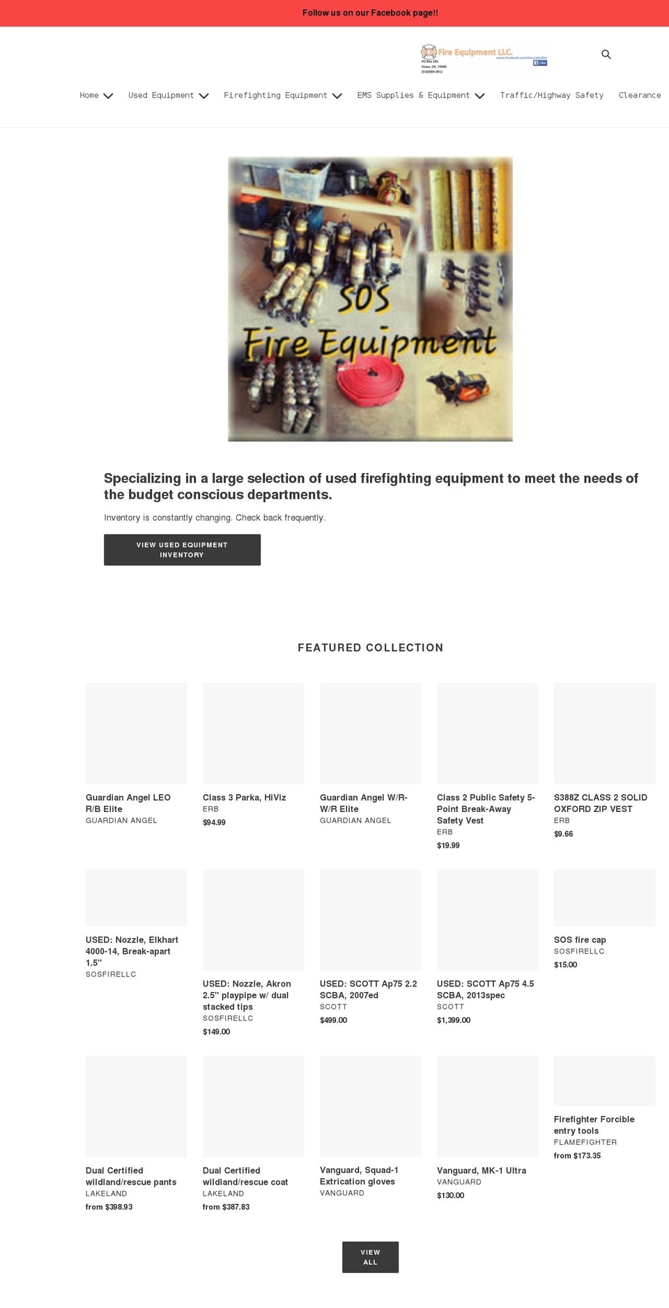sosfirellc.com shopify website screenshot